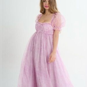 The Pink Porcelain Silk Gauze Seashell Gown by Selkie Collections